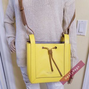 NWT KATE SPADE 100% AUTHENTIC YELLOW GRAB SMALL BUCKET CROSSBODY YELLOW SESAME